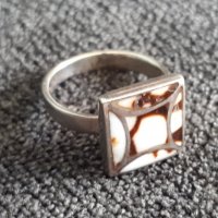 Масивен сребърен пръстен със мъхов ахат / проба 925 Житен клас , снимка 1 - Пръстени - 26157587