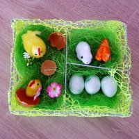 Декорация за Великден мини градинка с пиленца яйца и зайче 19x15x5см, снимка 3 - Декорация за дома - 24545078