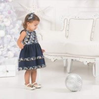 Невероятно красива детска официална рокля с паети, тъмно синя, подарък панделка коса, еднакви рокли, снимка 5 - Детски рокли и поли - 24959647