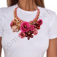 ПОСЛЕДНИ БРОЙКИ! Дамска тениска CHAIN ROSES със флорален принт! , снимка 1 - Тениски - 9872856