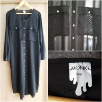 MONKI - черна дълга шифонена  рокля/риза, снимка 2 - Рокли - 20689717