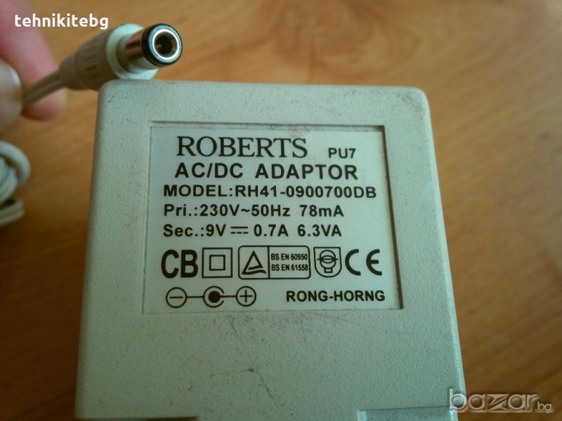  ROBERTS адаптер - 9V , 0.7A , внос от Англия, снимка 1