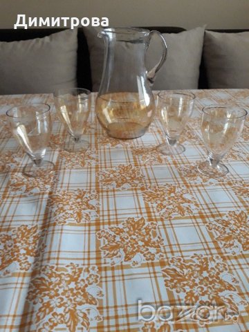 Гравиран сервиз за шампанско /вино/, кана, кристални чаши за вино, снимка 5 - Сервизи - 18593715
