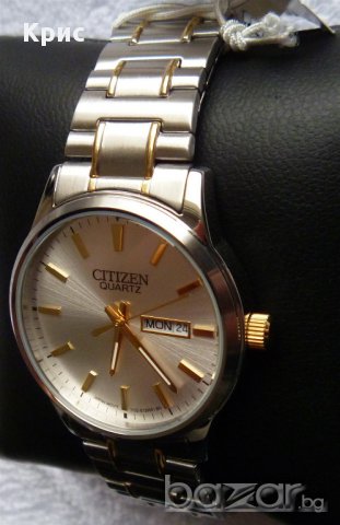 Нов ръчен часовник Цитизен, златни елементи, Citizen Watch BF0614-90A, еластична верижка
