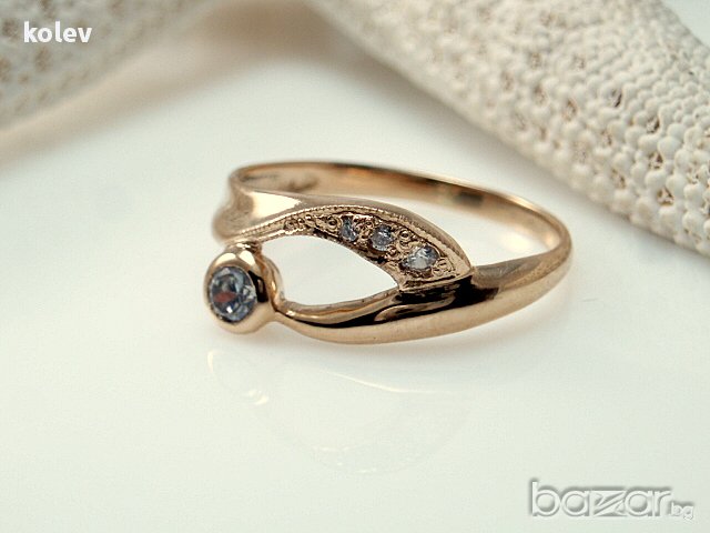 Златен пръстен с цирконии (Петя) 2.16 грама/№59.5-60, снимка 4 - Пръстени - 11204868