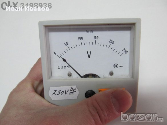 Български волтметър 0 - 250 волта  с размери ;80х80мм