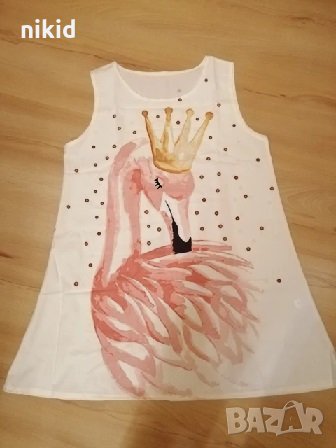 Дамска лека лятна рокля Фламинго с корона златна 2 вид, снимка 3 - Рокли - 25999467