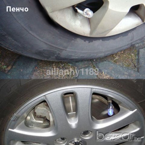 2X червени LED светлини за капачки на вентили на велосипед, кола, мотор, колело Neon, снимка 3 - Аксесоари и консумативи - 20811483