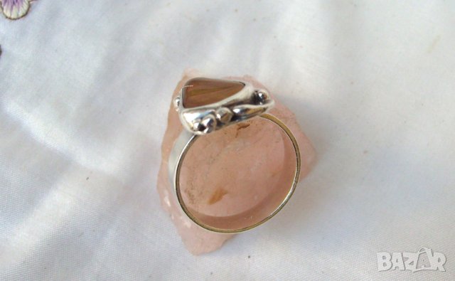 Старинен Сребърен Пръстен с Тигрово Око, снимка 4 - Пръстени - 24399141