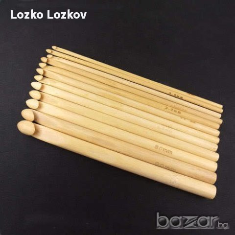 12 броя бамбукови куки за плетене на една кука , снимка 1 - Други - 11460424