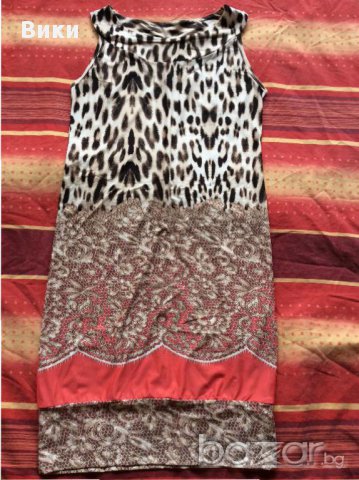 Тигрова рокля с цвят диня, снимка 1 - Рокли - 13735838