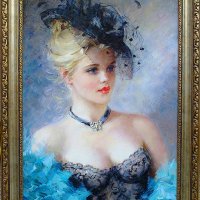 Портрет на млада жена, картина, импресионизъм, снимка 1 - Картини - 23712237