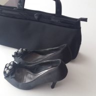 Сатенени обувки, 38 +сатенена чантичка, снимка 2 - Дамски обувки на ток - 17837861