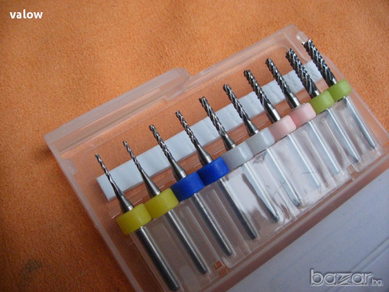 Фрезери цилиндрични Ф 1,0 - 3,0 мм твърдосплавни комплект за Дремел Dremel CNC, снимка 1