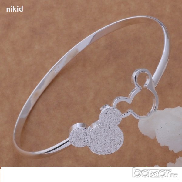 дамска сребриста твърда гривна с Мики Мини МАУС, снимка 1