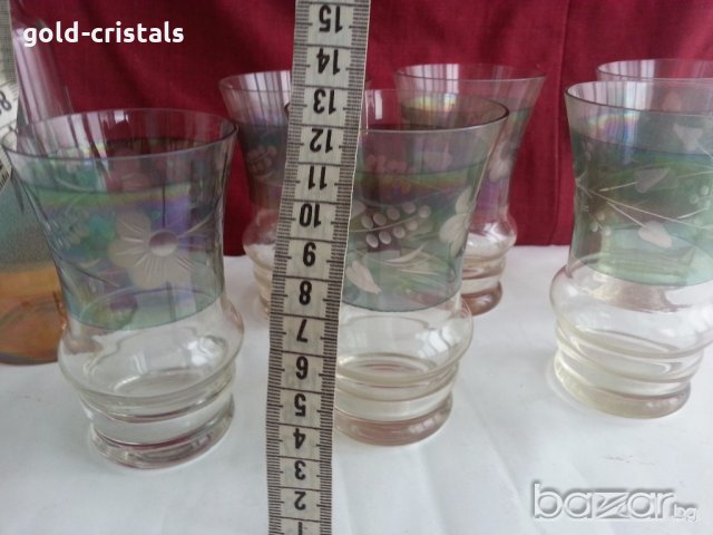 Ретро стъклени чаши и гарафа  , снимка 3 - Антикварни и старинни предмети - 19925783