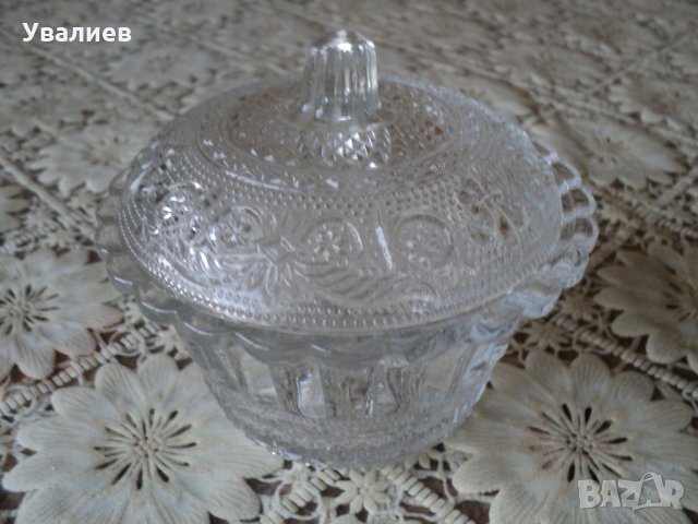 Чаши от стъкло - Стъклена захарница - Бонбонера , снимка 6 - Сервизи - 21801185