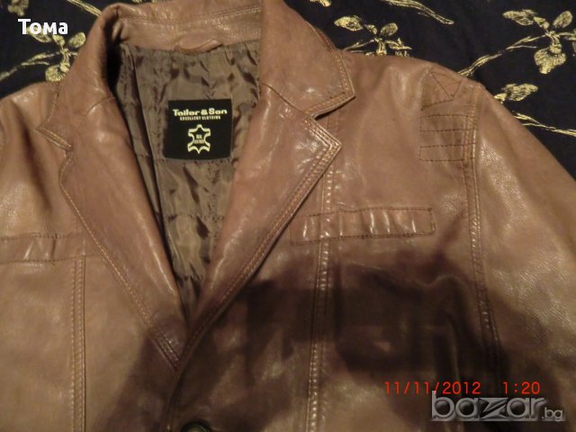 Кафяво Кожено Яке От Естествена Кожа, снимка 12 - Якета - 13463400