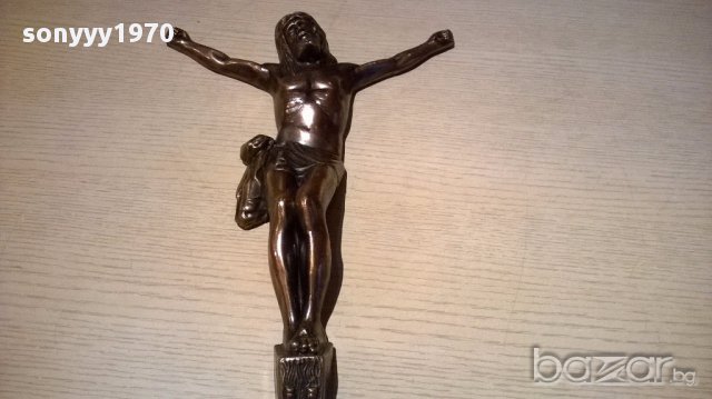 ГОЛЯМ Исус христос-35/24см мед/месинг/бронз-внос швеицария, снимка 11 - Антикварни и старинни предмети - 13741209