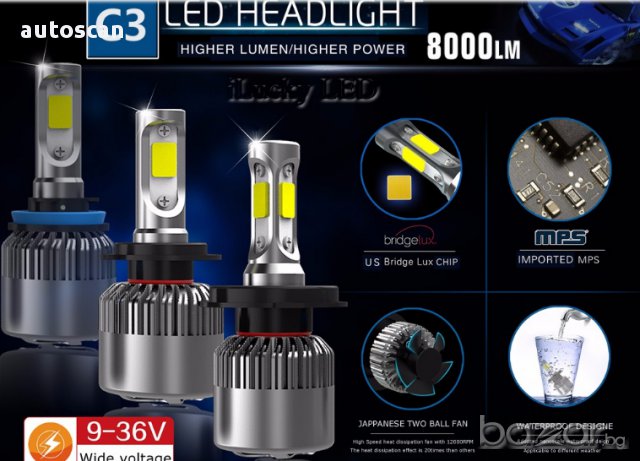 LED системи за фарове H1,H4,H7, H11, Н9005, Н9006 лед крушки, снимка 2 - Аксесоари и консумативи - 16860078