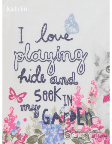 Страхотна блузка с коте от George, снимка 2 - Детски Блузи и туники - 14493776