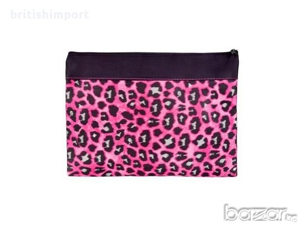 Сатенен калъф в розово и черно с леопардов мотив , снимка 1 - Портфейли, портмонета - 9258138