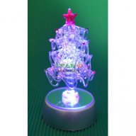 Декоративна елхичка със звезда - светеща в различни цветове. Изработена от стъкло и PVC материал. , снимка 1 - Декорация за дома - 16202655