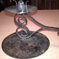 Метален свещник-17х13см, снимка 1 - Антикварни и старинни предмети - 17448696