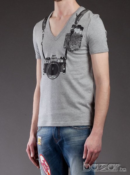 FRANKIE MORELLO GREY CAMERA PRINT Мъжка Тениска size S, снимка 1