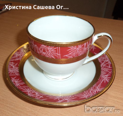 Луксозна чаша за чай или кафе със златен кант, снимка 1