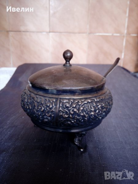 посребрена метална захарница арт деко, снимка 1