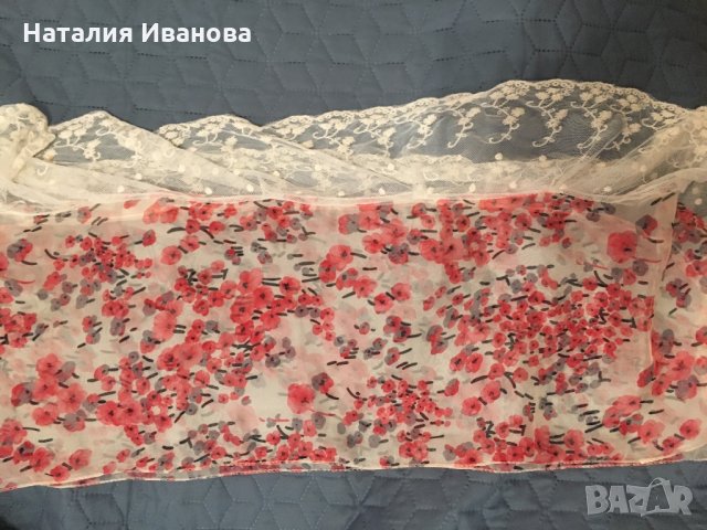 Красив дамски шал с флорални мотиви, снимка 5 - Шапки - 25865304