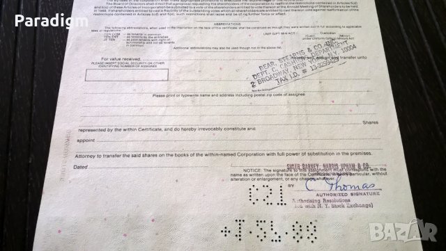 Сертификат за 5 акции (САЩ) | Phil Corp INC. | 1987г., снимка 4 - Нумизматика и бонистика - 25233328