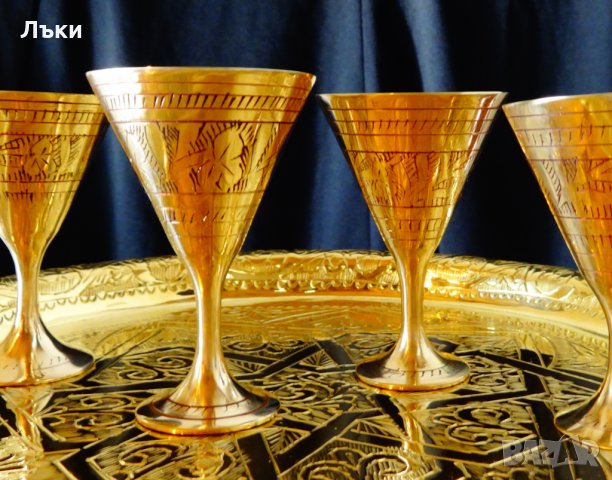Месингови чаши с клетъчен емайл. , снимка 1 - Антикварни и старинни предмети - 23809614