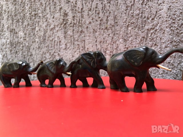 Четири слончета от рог на африкански бивол, снимка 5 - Антикварни и старинни предмети - 12728955