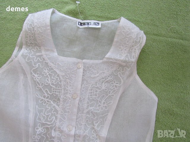 Дамска бяла блуза без ръкав от шифон размер М, снимка 4 - Туники - 21887844