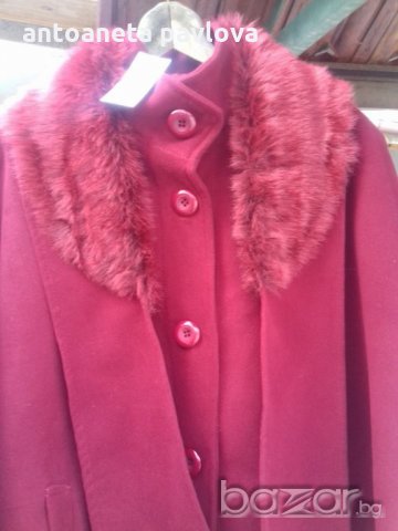 Разкроено палто с отделна яка и екокожа, снимка 6 - Палта, манта - 19773653
