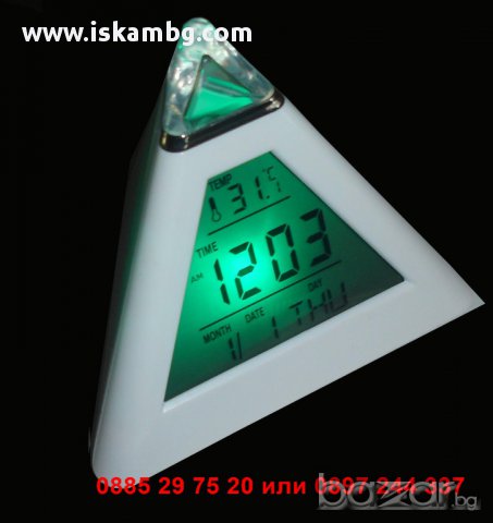 LED Часовник Пирамида сменящ цвета си в 7 цвята - код 0215, снимка 4 - Други стоки за дома - 12979317