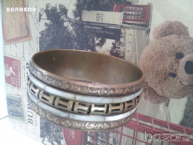 стар седеф и месинг ръчнkа изработка, снимка 5 - Гривни - 11190409