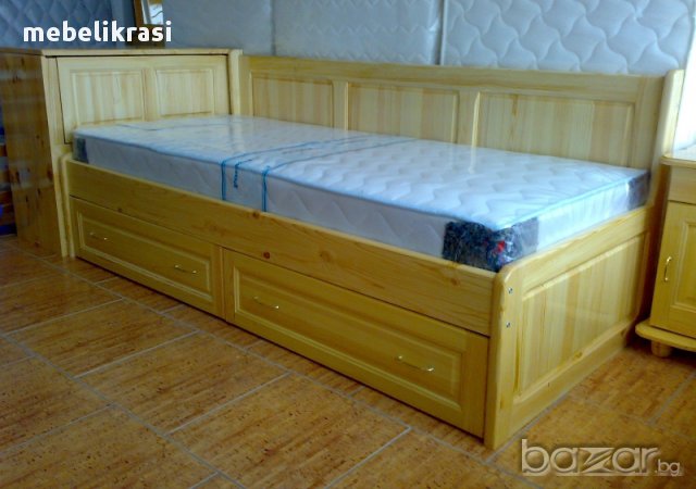 Легло с гръб и две чекмеджета с ролков механизъм -масив.НАЛИЧНО! , снимка 3 - Спални и легла - 10621522