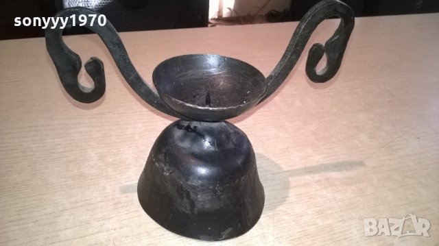 метален свещник-ковано желязо-21х16х12см, снимка 7 - Колекции - 22762497