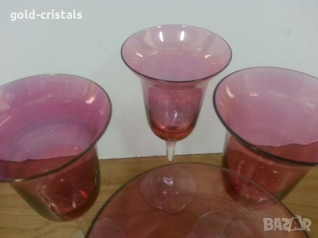 Сервиз чаши за вино цветно стъкло, снимка 4 - Антикварни и старинни предмети - 22450614