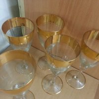 Ретро стъклени чаши с богата позлата , снимка 6 - Антикварни и старинни предмети - 22383042