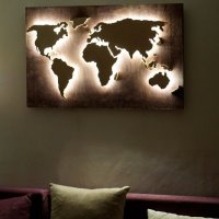 Дървена и светеща карта на света, снимка 2 - Декорация за дома - 20375196