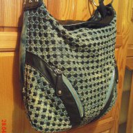 Чанта дамска от дънков плат със кожени мотиви, снимка 8 - Чанти - 14485084