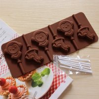 6 бр маймунка конче силиконов молд форма за направа на близалки на клечка декор торта фондан шоколад, снимка 1 - Форми - 25248010