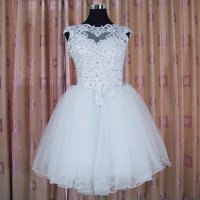 къса сватбена официална рокля с обем по поръчка, снимка 2 - Сватбени рокли - 26003371