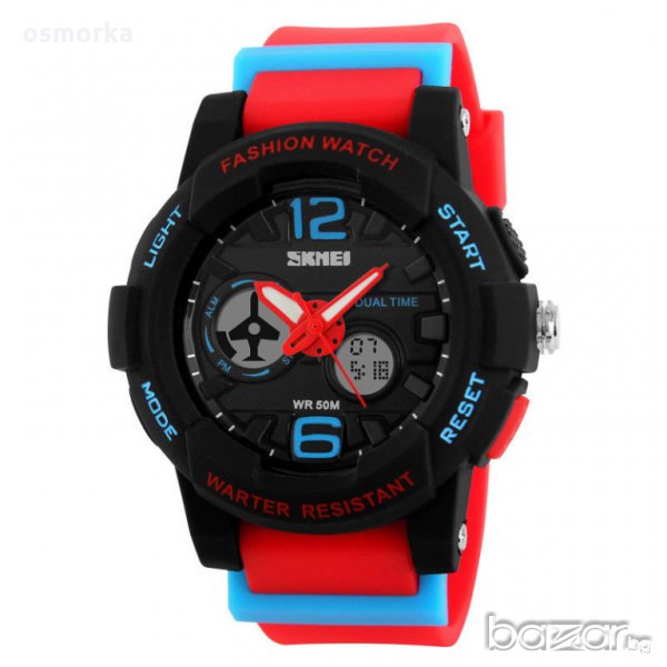 Skmei нов младежки часовник в свежи цветове червено черно, снимка 1