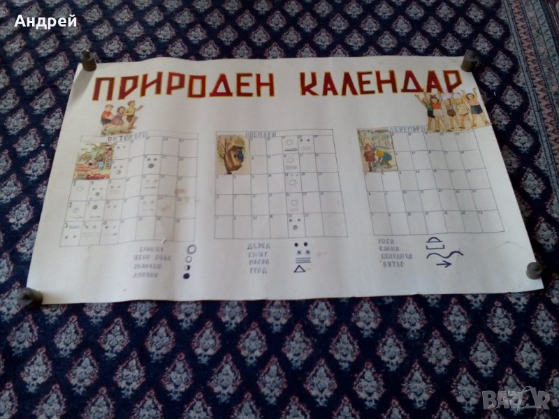 Старо ученическо табло,Природен календар, снимка 1