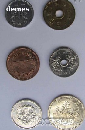 Япония - пълен сет 1, 5, 10,50,100,500 йени - 6 монети,508 m, снимка 1